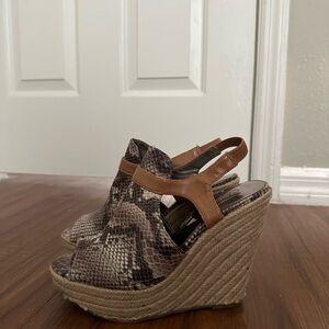 Snakeskin Print Wedges